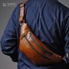 Radoce Bags - Weistbag Unisex - Tas Kulit Sapi Asli - WB BOSSA S Havana Pull Up