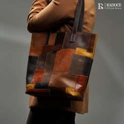 Radoce Bags - Tote Bag Wanita - Tas Kulit Sapi Asli - SHINTA PATCHWORK - Dark Colour