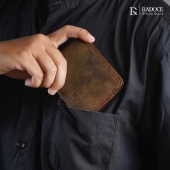 Radoce Bags - Dompet Lipat Pria - Tas Kulit Sapi Asli - DOMPET J-MAN Darkbrown CH